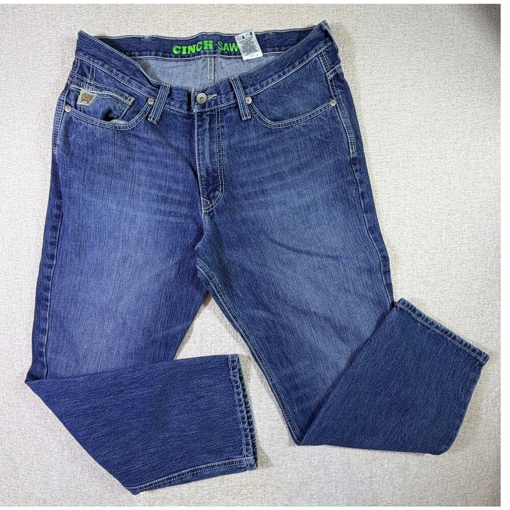 Cinch White Label Men's Blue 34x30 Sawyer Western Straight Denim Jeans Pants